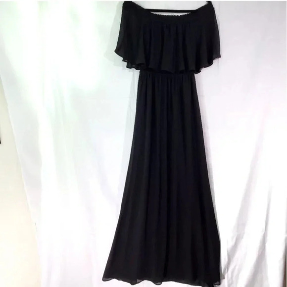 Show Me Your Mumu Hacienda Black Maxi Dress Ruffle - Picture 3 of 6